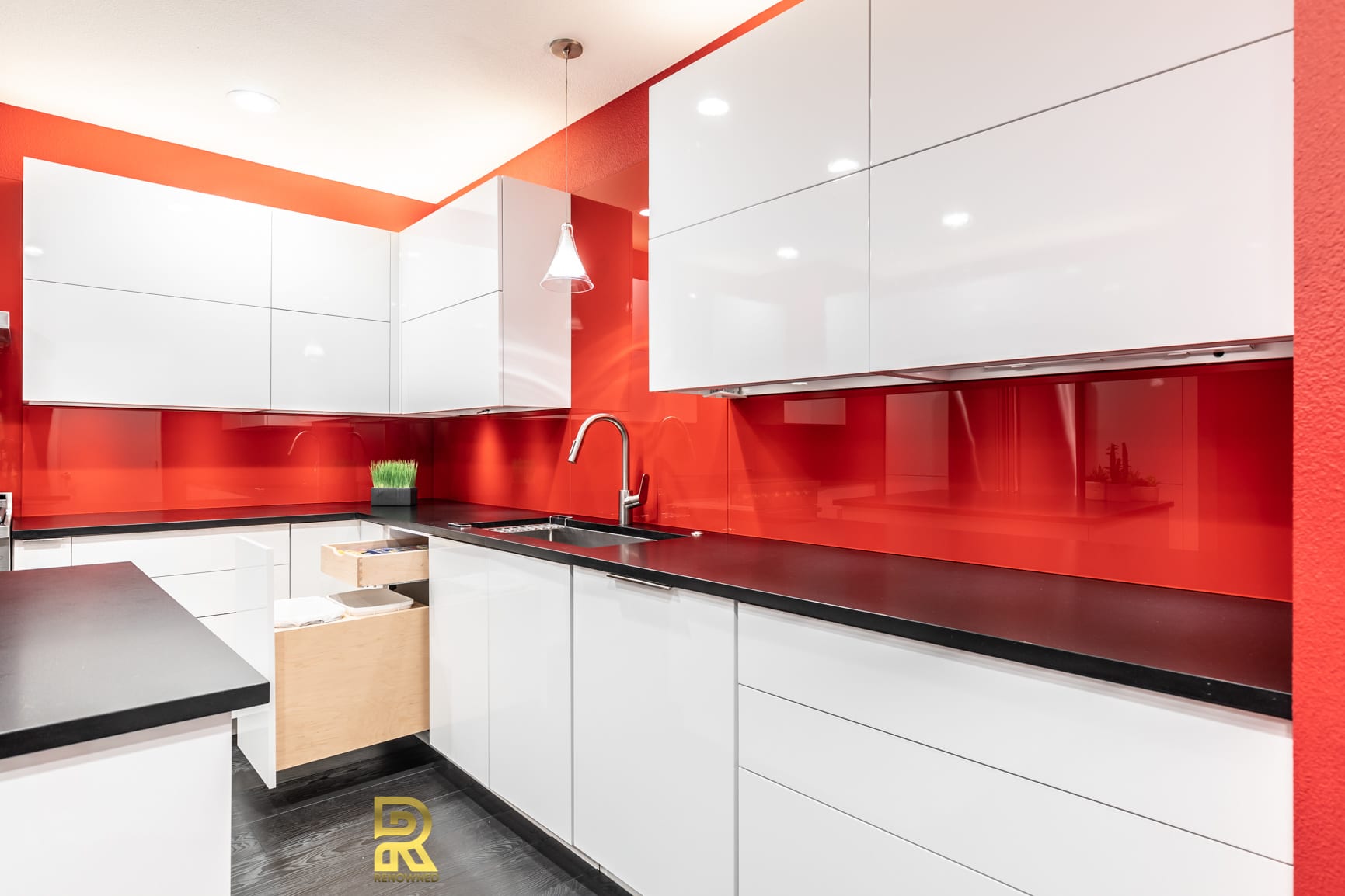 Red Hot Dallas High Rise Condo Kitchen After Remodeling by Renowned Renovation