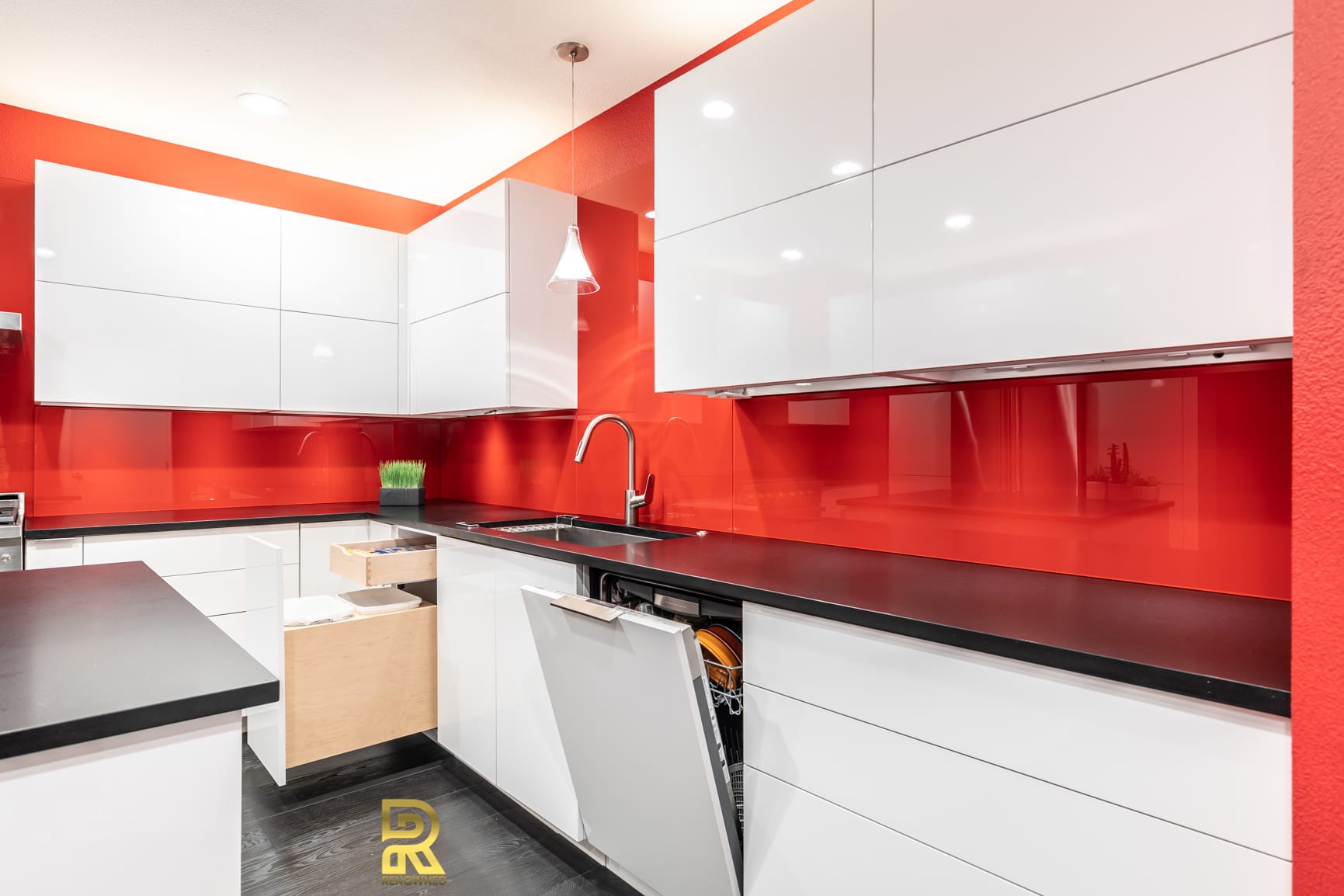 Red Hot Dallas High Rise Condo Kitchen After Remodeling by Renowned Renovation