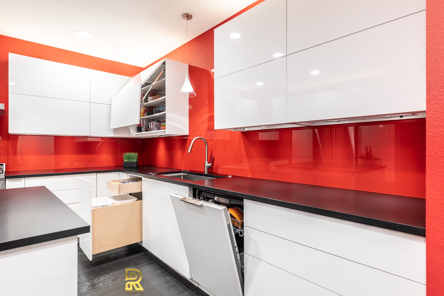 Red Hot Dallas High Rise Condo Kitchen After Remodeling by Renowned Renovation