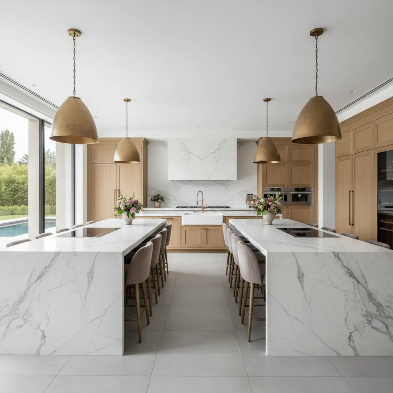 A breathtaking modern culinary space illustrating one of the 6 types of kitchen layouts designed for seamless high-end entertaining.