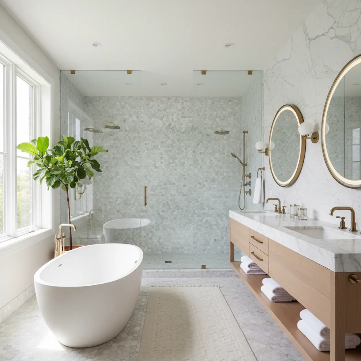 A stunning luxury master en-suite in Dallas, illustrating exactly how long to remodel bathroom spaces to achieve bespoke, high-end perfection.