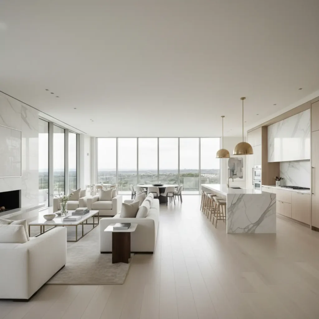 luxury whole home remodel contractors dallas Spacious modern living area designed by expert whole home remodel contractors in Dallas.